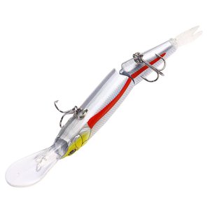 Leurre souple de haute qualité à 2 segments, 14 cm 16 g, pour pêche au bar et au culter, kit d'appâts durs à queue souple, coulant et plongeant en profondeur - Product Image 3