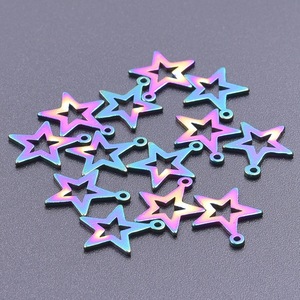 Pendentifs étoile à cinq branches en acier inoxydable, plaqués sous vide, boucles d'oreilles sept couleurs, accessoires de bijoux DIY - Product Image 4