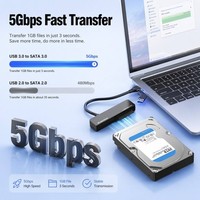 Câble adaptateur convertisseur USB 3.0 Type-C vers SAS SATA pour transfert de données haute vitesse, noir, compatible avec les SSD et HDD de 2,5 et 3,5 pouces