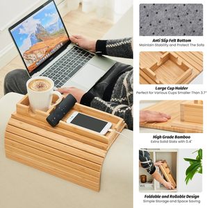 Porte-gobelet détachable pour canapé, <span class=keywords><strong>plateau</strong></span> anti-chute pour accoudoir <span class=keywords><strong>de</strong></span> canapé, porte-gobelet en bambou naturel pour canapé, plus sûr pour votre famille - Product Image 4