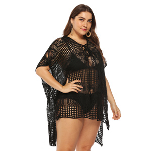 Factory Wholesale Plus Size <strong>Swimwear</strong> Cover up Hollow Out <strong>See</strong> <strong>Through</strong> Beach Bathing Suit Cover up - Product Image 4