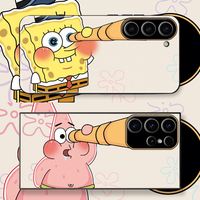 Nouvelle coque de téléphone portable Yabta Cartoon Electroplate étanche pour S21/S22/S23 Ultra, antichoc, en silicone, avec motif Bob l'éponge, compatible avec la recharge sans fil
