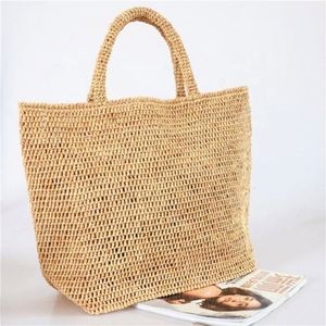Sac fourre-tout d'été de luxe en paille et raphia au crochet pour femme, sac à main décontracté brodé, portable et ouvert pour les vacances à la plage et les sorties décontractées - Product Image 1