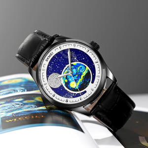 Reloj de Cuarzo SKMEI 2115 para Hombre, Diseño Simple y Lujoso, Esfera con Diseño de Cielo Estrellado Coreano, Fase Lunar, Pantalla Analógica, Cristal de Vidrio, 20 mm, Genuino - Product Image 6