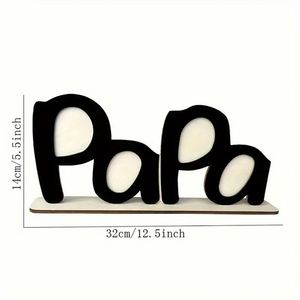Supplier Papa <b>Wooden</b> Desktop Photo <b>Frame</b>, Father Themed Letter <b>Picture</b> Display Rustic Tabletop Ornament for Home, Living Room - Product Image 2