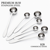 Juego de 7 Cucharas Medidoras Profesionales Higiénicas de Acero Inoxidable 18/10, 5ml-30ml, Mango Sólido Sin Orificios para una Higiene Perfecta