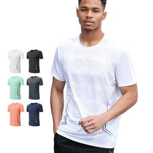 T-shirts de sport pour hommes à séchage rapide, manches courtes, en soie, pour la musculation, l'entraînement et la salle de sport, été - Product Image 1
