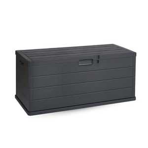 Coffre de rangement de jardin étanche et verrouillable 340L, effet bois, avec roulettes - Product Image 1