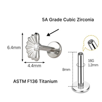 Anting-anting titanium grade implan ASTM F136 JIAXIN, berulir dalam, untuk labret, helix, tragus, bibir, perhiasan tindik tubuh berkualitas tinggi.