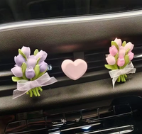 Diffuseur de parfum pour voiture en forme de cœur avec bouquet de tulipes en gypse, ornement décoratif aromatique pour voiture