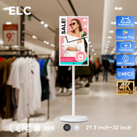 Écran mobile intelligent portable de 32 pouces, affichage numérique 4K UHD, Android 14, affichage publicitaire mobile sur roues pour les magasins de détail