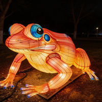 Maßgefertigte Festival-Laterne Thanksgiving Weihnachten Riesige Frosch-Kröten-Wasserdichte LED-Laterne Stahl Seidenstoff Festival-Dekoration