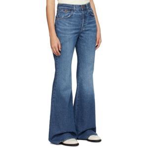 Pantalones de Hombre Estilo Boyfriend, Jeans Acampanados Sin Elástico, 100% Algodón, Jeans para Mujer - Product Image 5