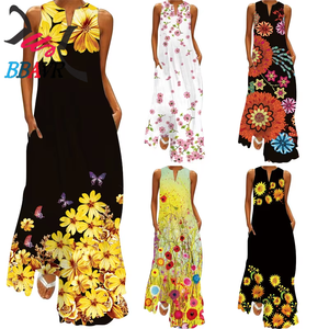 Vestido de Fiesta Elegante y Lujoso para Mujer, Estampado Floral, Sin Mangas, Cuello en V, Vestido Formal para Mujer - Product Image 2