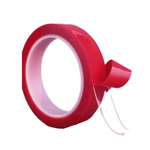 Papel Adesivo Dupla Face Resistente ao Calor com Forro Vermelho Filme PET Transparente Adesivo Acrílico Forte Super Fino Personalizável - Product Image 1