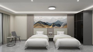 การออกแบบที่ทันสมัยเฟอร์นิเจอร์ห้องนอนโรงแรมชุดอพาร์ทเมนต์ห้องมาตรฐานเฟอร์นิเจอร์เต็มรูปแบบพร้อมเตียงคู่ง่ายแผ่นเตียงปรับแต่งง่าย - Product Image 3