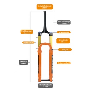 Tubo de cabezal cónico WAKE <span class=keywords><strong>MTB</strong></span> 27,5, horquilla de eje pasante de 29 pulgadas, horquilla amortiguadora neumática con amortiguación de viaje, horquilla delantera de 160mm - Product Image 4