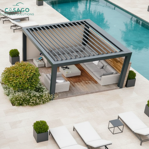 Pérgola Bioclimática Moderna <span class=keywords><strong>de</strong></span> Exterior <span class=keywords><strong>de</strong></span> Fábrica OEM <span class=keywords><strong>de</strong></span> 3x3, 3x4, 4x4 y 6x4 m con <span class=keywords><strong>Lamas</strong></span> <span class=keywords><strong>de</strong></span> <span class=keywords><strong>Aluminio</strong></span> - Product Image 6