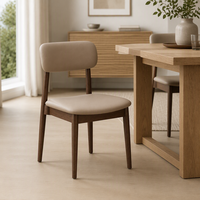 Chaise de salle à manger moderne rembourrée en bois massif, siège de salle à manger en bois massif, chaise d'appoint beige avec coussin pour la maison et l'hôtel