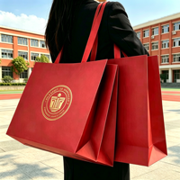 Sac de shopping en papier kraft beige crème recyclé de luxe avec votre propre logo, ruban et nœud pour emballage cadeau, impression personnalisée