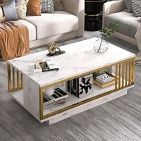 Table basse moderne en bois 2026, table à thé, mobilier de salon, double plateau avec cadre métallique et plateau en bois