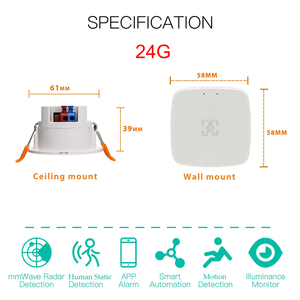 Tuya WiFi/ZigBee Detector de presencia humana MmWave <span class=keywords><strong>Sensor</strong></span> de detección de radar Luz Luminosidad <span class=keywords><strong>2</strong></span> en 1 Función Detección de cuerpo humano PI - Product Image 2