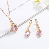Ensemble de bijoux plaqué or 18 carats avec pendentif en zircone, ensemble de bijoux plaqué or 18 carats, collier pour femmes
