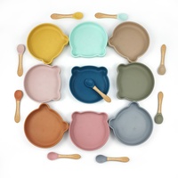 Assiette apéritif en Silicone, vaisselle de qualité alimentaire directe depuis l'usine, assiette en Silicone, ours mignon, assiette pour bébé, assiette pour enfants