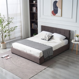 <span class=keywords><strong>Lit</strong></span> moderne de luxe en tissu capitonné avec rangement, taille Queen/King, durable, capitonné à boutons, mobilier doux, cadre en bois - Product Image 3