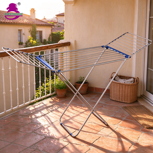 FIRST HORSE Stendibiancheria Salvaspazio in Acciaio Inox da 18M, Portatile con Gambe Dritte, Antiruggine - Product Image 1