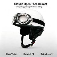 Nouveau Casque de Moto Urbain Style Vintage Plage et Vacances en Plastique ABS avec Cadre Chromé, Col en Cuir et Boucle à Libération Rapide