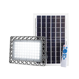 ไฟสปอร์ตไลท์ LED พลังงานแสงอาทิตย์ 300W 6000K แสงเดย์ไลท์ พร้อมรีโมทคอนโทรล ป้องกันน้ำ IP66 ตัวเรือน ABS ได้รับมาตรฐาน CE มุมลำแสง 120 องศา Ra80 สำหรับสวน - Product Image 1