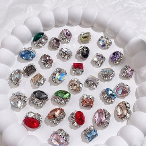 Paso Sico Embellissements pour nail art les plus vendus - Cristaux en forme d'œuf et en forme de cube de sucre, ensemble complet de strass en alliage super scintillants - Product Image 1
