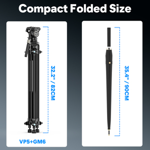 Trípode de Video WEYLLAN VP5 de 70'', Trípode de Viaje de Aleación de Aluminio con Cabezal Fluido con Amortiguación de Inclinación y Giro DF6, Tamaño Pequeño, Carga 6 kg L96 - Product Image 3