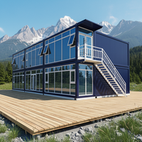 Maison conteneur modulaire pliable de 40 pieds, moderne, respirante et coupe-vent, avec terrasse solaire, pour usage bureau, hôtel, hôpital, villa