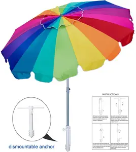 Luxury Style Multi-color Umbrellas Surface Design 20 Rows Ribs Parasol Adjustable Tilt Beach Umbrellas with Customized Bags// 1M