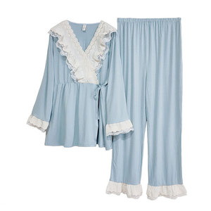 Nouveaux vêtements de <span class=keywords><strong>nuit</strong></span> de maternité ensemble de pyjamas longs vêtements de <span class=keywords><strong>nuit</strong></span> pour femmes mignonnes avec ouverture à lacets pour la grossesse - Product Image 6