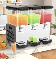 Distributeur de boissons chaudes et froides commercial à 3 réservoirs, contrôle de température indépendant, acier inoxydable 304, dégivrage automatique, libre-service