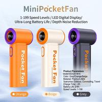 Nouveau Mini Ventilateur Portable en Plastique 2026, 199 Vitesses, Affichage Numérique, Rechargeable USB, Sans Lames, Refroidissement Portable pour Camping en Extérieur