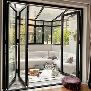 Puerta Plegable <span class=keywords><strong>de</strong></span> Vidrio <span class=keywords><strong>de</strong></span> Aluminio, Puerta <span class=keywords><strong>de</strong></span> Vidrio <span class=keywords><strong>de</strong></span> Acero Inoxidable Plegable, Aislamiento Térmico <span class=keywords><strong>de</strong></span> Aleación <span class=keywords><strong>de</strong></span> Aluminio Moderno, Tamaño Personalizado - Product Image 5