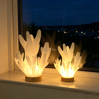 Lampe de chevet en bois avec lumière LED RGB 12 couleurs, rechargeable par USB, lampe décorative en corail imprimée en 3D pour enfants