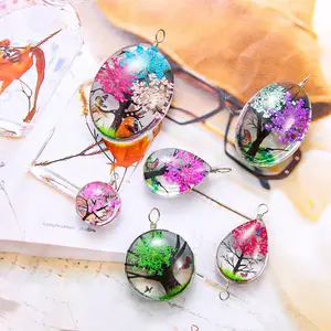 Fashion Acrylic Very Small Resin Transparent real Dried Flowers Earrings Jewellery For Girls Botanical jewelry