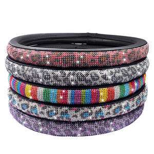 M4 قوس قزح الماس جلد غطاء عجلة القيادة مع بلينغ بلينغ كريستال الراين - Product Image 6