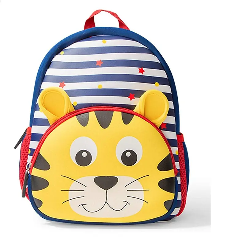 Tas punggung sekolah anak, tas punggung sekolah buku hewan lucu 3D ringan Neoprene desain kartun kustom