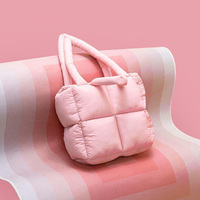 Sac fourre-tout en coton personnalisé de haute qualité pour femme, style matelassé et rembourré, avec fermeture éclair et logo imprimé, sac de shopping tendance