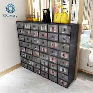 Retail Durabke Clear Large Foldable Plastic Dropfront Sneaker Giant Drawer Organizer Stackable Storage Shoe Boxes