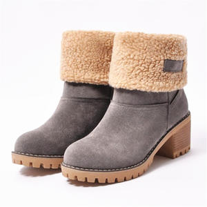Venta al por mayor estilo occidental de gran tamaño botas de invierno de talla grande 35-43 plegable media pantorrilla cálido botas de nieve de tacón alto para las mujeres - Product Image 5