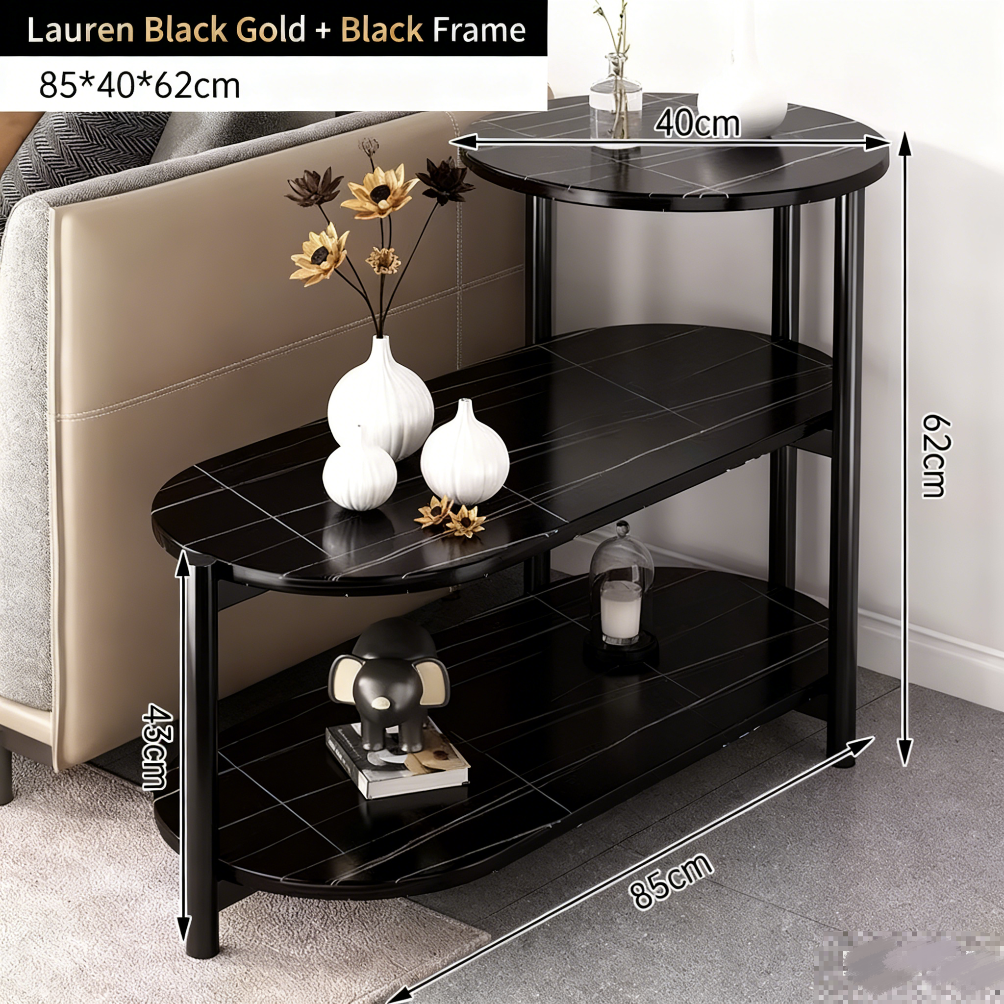 Lauren noir doré 85*40*62cm