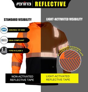 Magliette Riflettenti di Sicurezza Personalizzate ad Alta Visibilità con Maniche Lunghe e Cappuccio per Uomo, Lavori Edili, Classe ANSI 3, Cina - Product Image 6