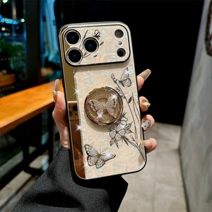 Funda de Teléfono con Diseño de Mariposas y Flores, Textura de Concha, Estilo Lujoso, Brillante, Resistente a Impactos, para iPhone 17/17air/17pm/17pro - Product Image 4
